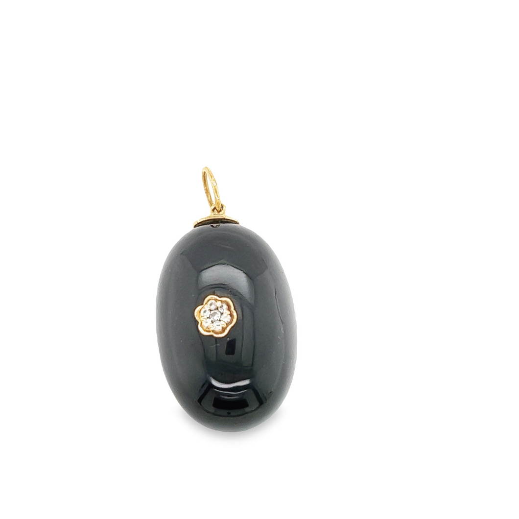 14kg Large Black Onyx Egg with Diamond Flower