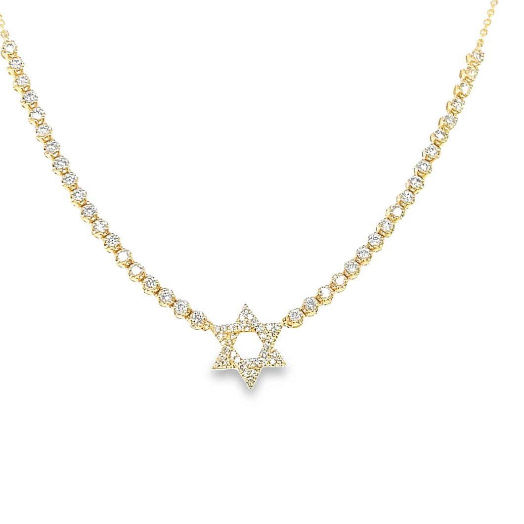 14kg Star of David On Half Tennis Necklace