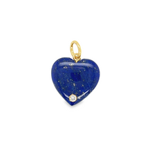 Load image into Gallery viewer, 14kg Lapis Heart Pendant with Bezel Set Diamond
