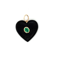 Load image into Gallery viewer, 14kg Wood Heart Pendant with Bezel Set Emerald
