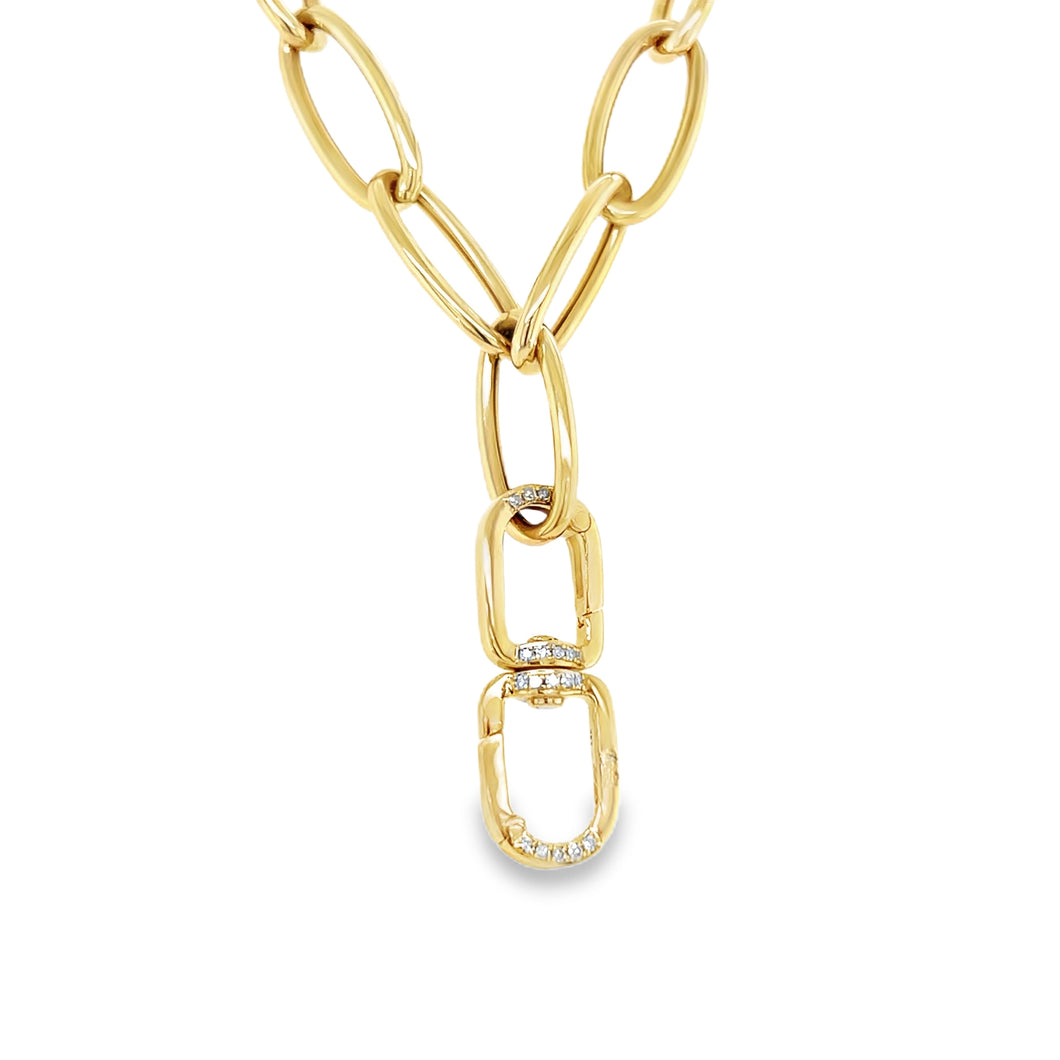 14kg Oval Link Necklace with Diamond and Gold Charm Clasp