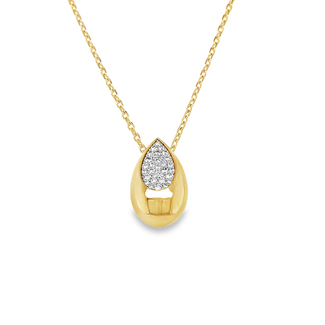 14kg Large Tear Drop Necklace with Diamonds