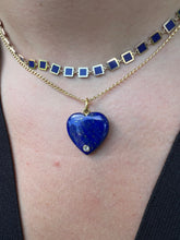 Load image into Gallery viewer, 14kg Lapis Heart Pendant with Bezel Set Diamond
