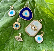 Load image into Gallery viewer, 14kg Lapis/ Mother of Pearl and Diamond Evil Eye
